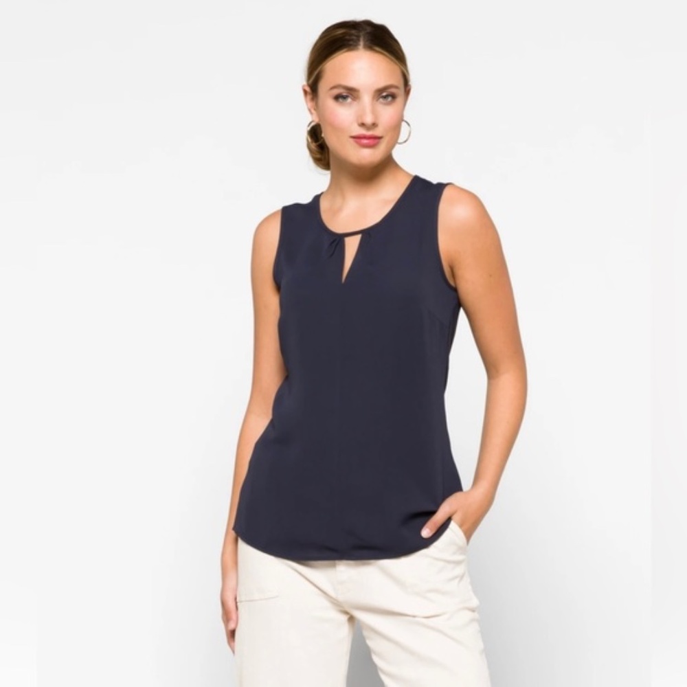 NIC+ZOE Sleeveless keyhole Top Black XL